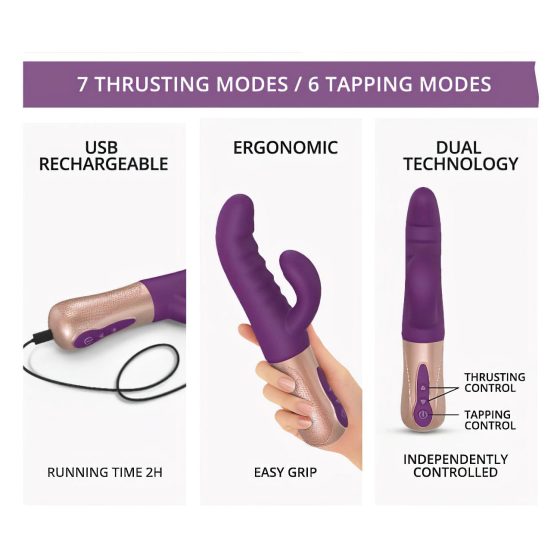Love to Love Sassy Bunny - Rechargeable Thrusting Vibrator (Purple)