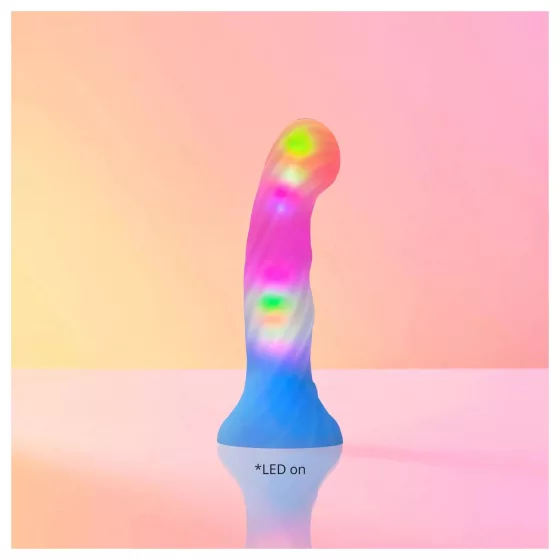 Love to Love Candy Loop - glowing LED silicone dildo (pink-blue) - 16.9 cm