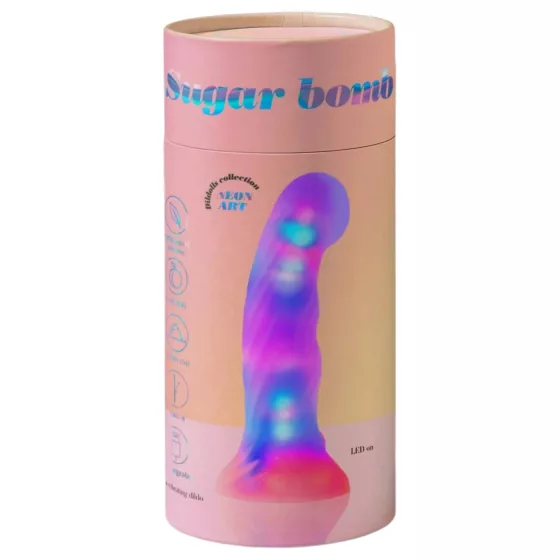 Love to Love Sugar Bomb - light‑up LED silicone dildo (pink-yellow) - 16.9 cm