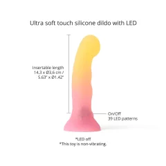   Love to Love Sugar Bomb - light‑up LED silicone dildo (pink-yellow) - 16.9 cm