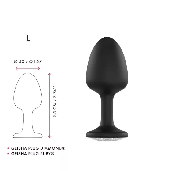 Dorcel Geisha Diamond Plug L - Black Anal Plug with White Gem