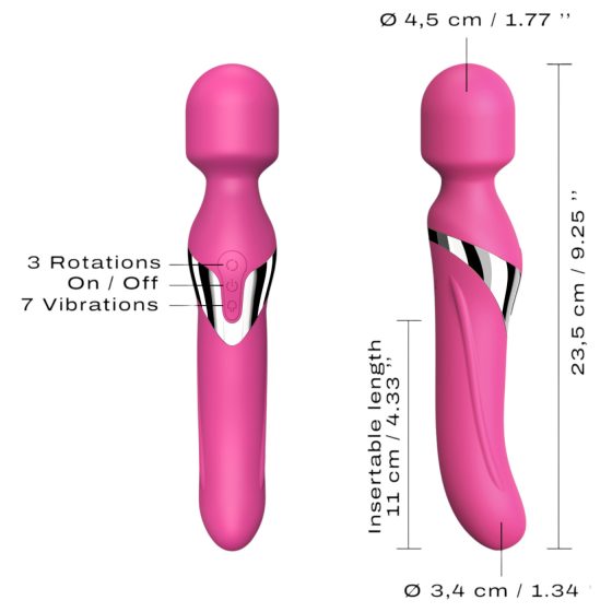 Dorcel Dual Orgasms - Rechargeable 2in1 Massager & Vibrator (Pink)