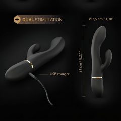   Dorcel Glam Rabbit - Rechargeable Black Vibrator with Clitoral Arm