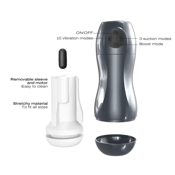 Dorcel Blowjoy Vibe - suction and vibrating rechargeable masturbator (grey)