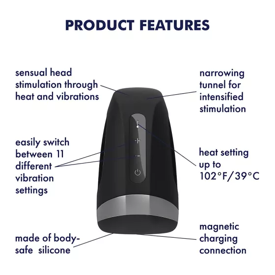 Satisfyer Men Heat Vibration - warming glans vibrator (black)