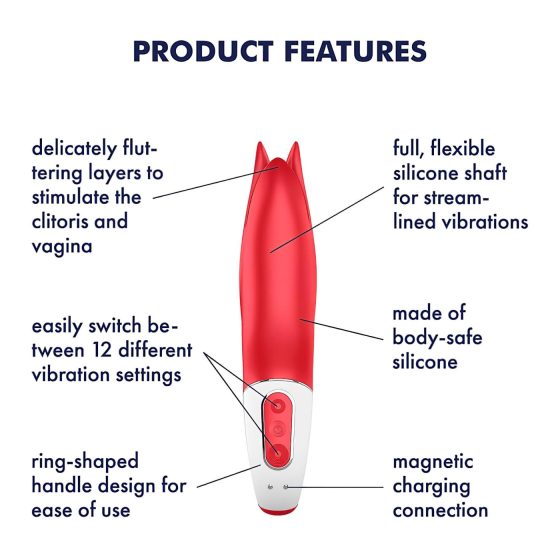 Satisfyer Power Flower - Rechargeable, Waterproof Vibrator (Red)