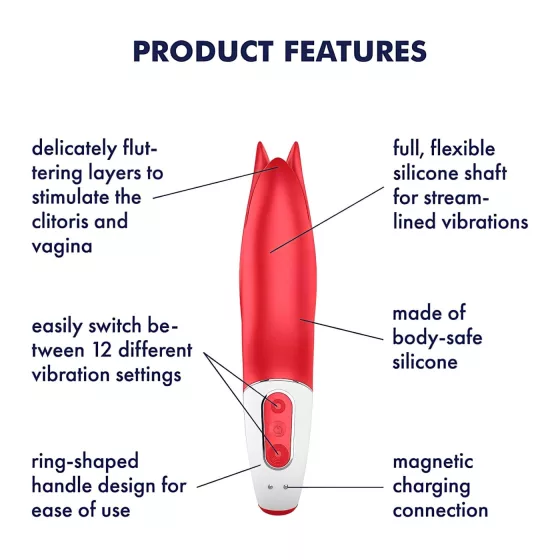 Satisfyer Power Flower - Rechargeable, Waterproof Vibrator (Red)