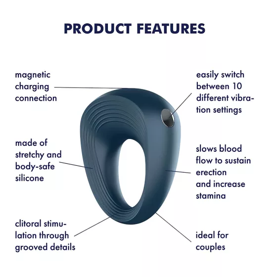 Satisfyer Power Ring - waterproof vibrating penis ring (grey)