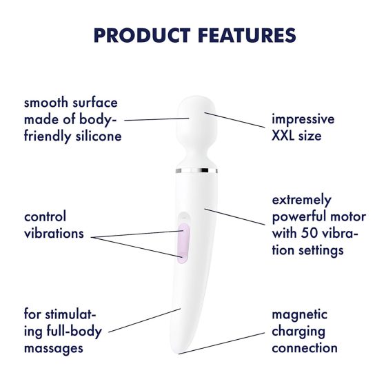 Satisfyer Wand-er Woman - Waterproof Massager Vibrator (White)