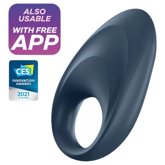 Satisfyer Mighty One - App-controlled vibrating penis ring for men (blue)