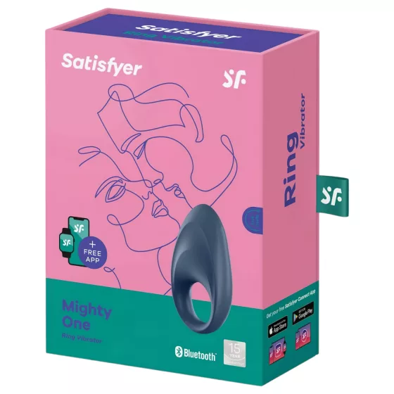 Satisfyer Mighty One - App-controlled vibrating penis ring for men (blue)