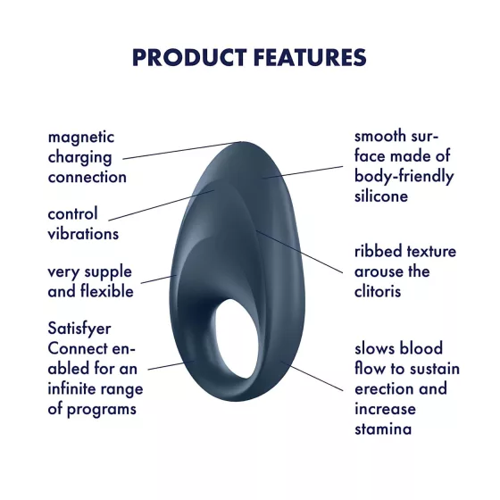 Satisfyer Mighty One - App-controlled vibrating penis ring for men (blue)