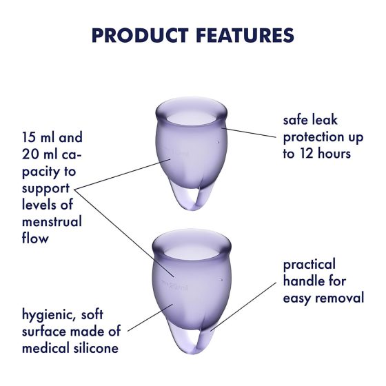 Satisfyer Feel Confident - Menstrual Cup Set (Purple)