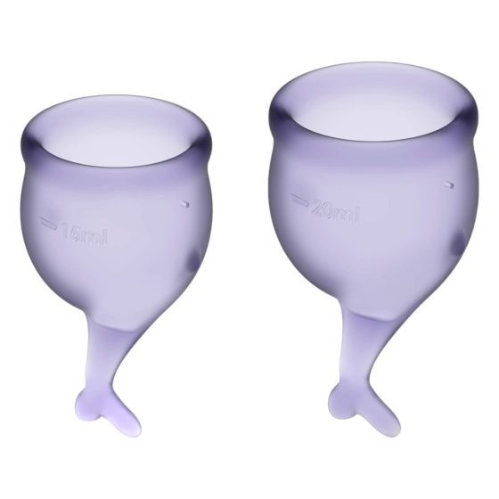 / Satisfyer Feel Secure - menstrual cup set with tail (purple) - 2pcs