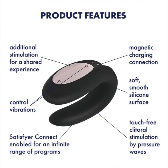 Satisfyer Double Joy - Smart Waterproof Couples Vibrator (Black)