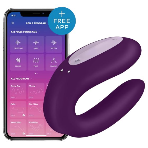 Satisfyer Double Joy - Smart, Waterproof Couple's Vibrator (Purple)