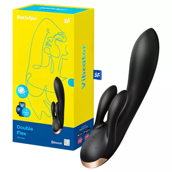 Satisfyer Double Flex - App-controlled clitoral arm vibrator (black)