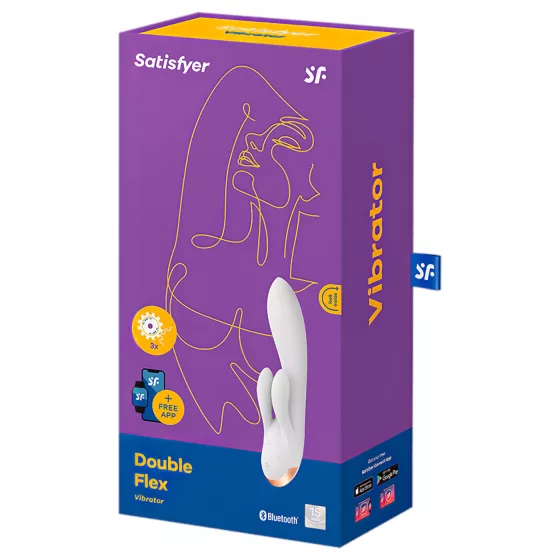 Satisfyer Double Flex - App-controlled vibrator with clitoral arm (white)