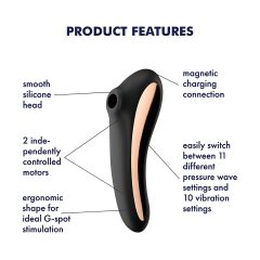   Satisfyer Dual Kiss - Rechargeable Vaginal & Clitoral Vibrator (Black)