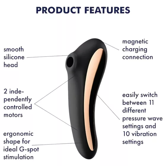 Satisfyer Dual Kiss - rechargeable vaginal and clitoral vibrator (black)