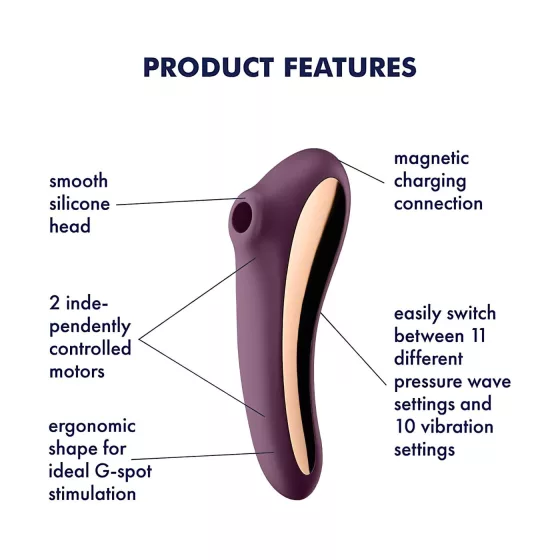 Satisfyer Dual Kiss - 2in1, Vaginal & Clitoral Vibrator (Purple)