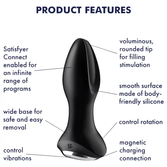 Satisfyer Rotator Plug 2 - beaded anal vibrator (black)