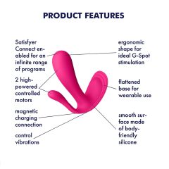 Satisfyer Top Secret Plus - Smart 3-Prong Vibrator (Pink)