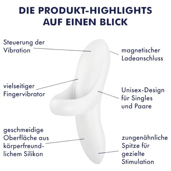 Satisfyer Bold Lover - Rechargeable Waterproof Finger Vibrator (White)