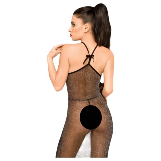 Penthouse Love on Fire - Long, Shimmering Sheer Dress with Thong (Black)