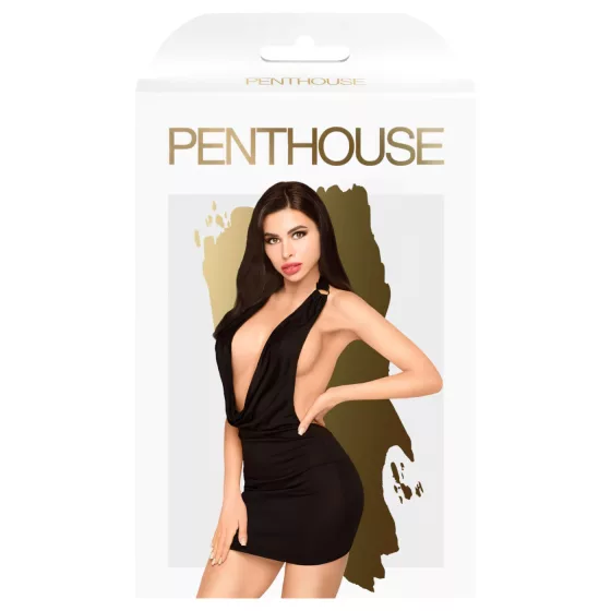Penthouse Heart Rob - Halter Dress and Thong Set (Black)
