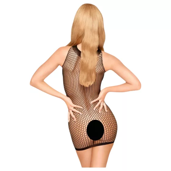 Penthouse Ride or Die - Y-Pattern Fishnet Dress (Black) - XL
