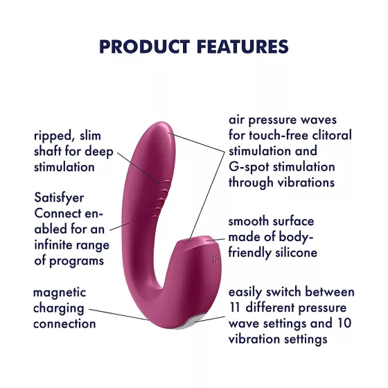 Satisfyer Sunray - rechargeable, air-pulse 2‑in‑1 vibrator (red)