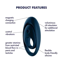 Satisfyer Glorious Duo - vibrating penis ring (blue)