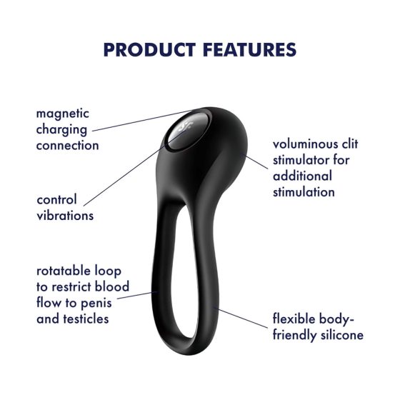 Satisfyer Majestic Duo - Rechargeable, Waterproof Penis Ring (Black)