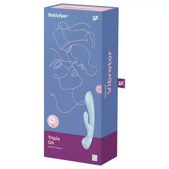 Satisfyer Triple Oh - Rechargeable Clitoral Vibrator with Arm (Blue)
