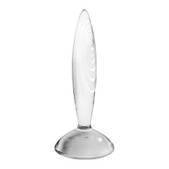   Satisfyer Sparkling Crystal - ribbed glass dildo (translucent)