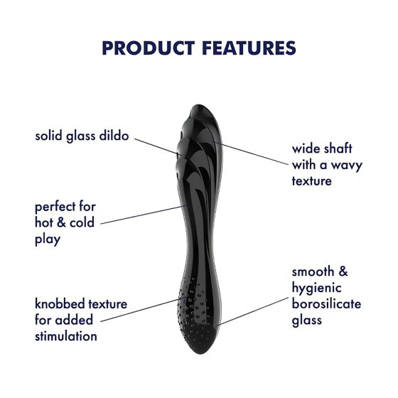 Satisfyer Dazzling Crystal 1 - Dual-Ended Glass Dildo (Black)
