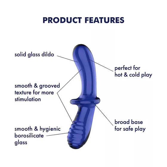 Satisfyer Double Crystal - Dual-End Glass Dildo (Blue)