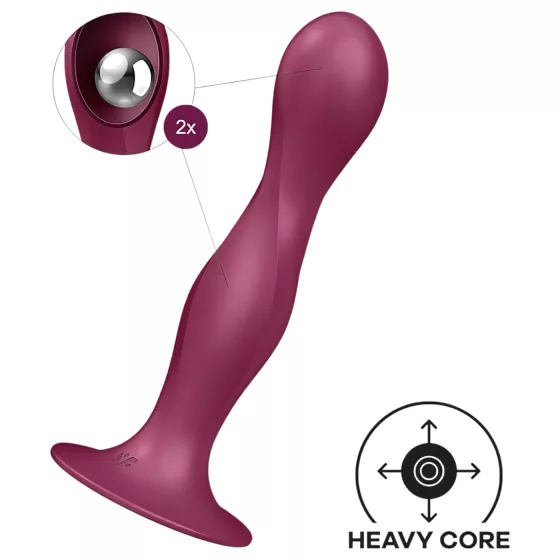Satisfyer Double Ball-R - Weighted Suction Cup Dildo (Red)