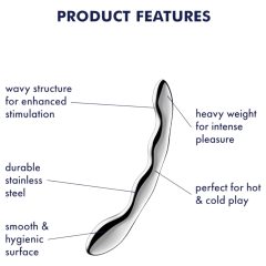 Satisfyer Cosmic Crest 2 - wavy steel dildo (silver) 