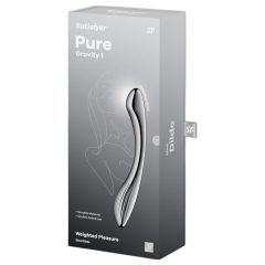 Satisfyer Pure Gravity 1 - ribbed steel dildo (silver) 