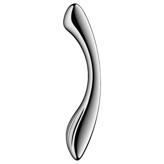 Satisfyer Pure Gravity 1 - Ribbed Steel Dildo (Silver)
