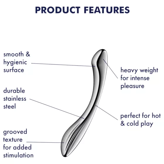 Satisfyer Pure Gravity 1 - Ribbed Steel Dildo (Silver)