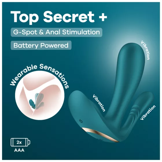 Satisfyer Top Secret+ - Wearable 3-Prong Vibrator (Green)