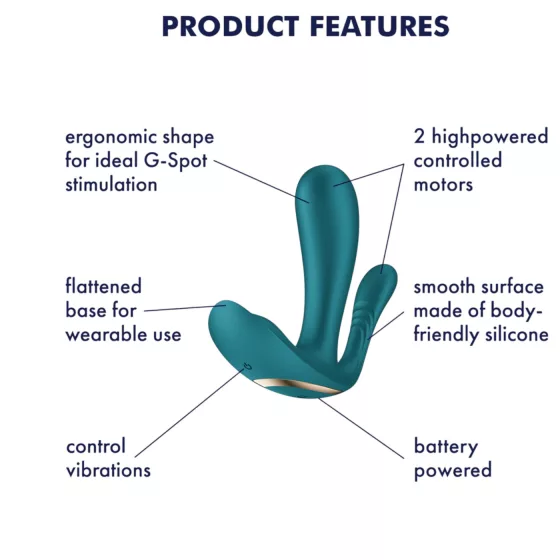 Satisfyer Top Secret+ - Wearable 3-Prong Vibrator (Green)