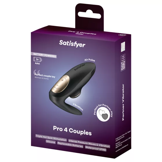 Satisfyer Pro 4 Couples - Air Pulse Dual Vibrator (Black)
