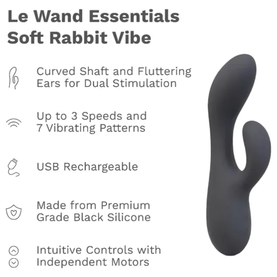 le Wand Soft Rabbit - 2-Motor Clitoral Vibrator (Black)