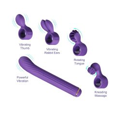 Magic Stick - Vibrator with Interchangeable Heads (Purple)