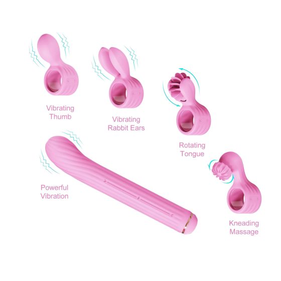 Magic Stick - Vibrator with Interchangeable Attachments (Pink)