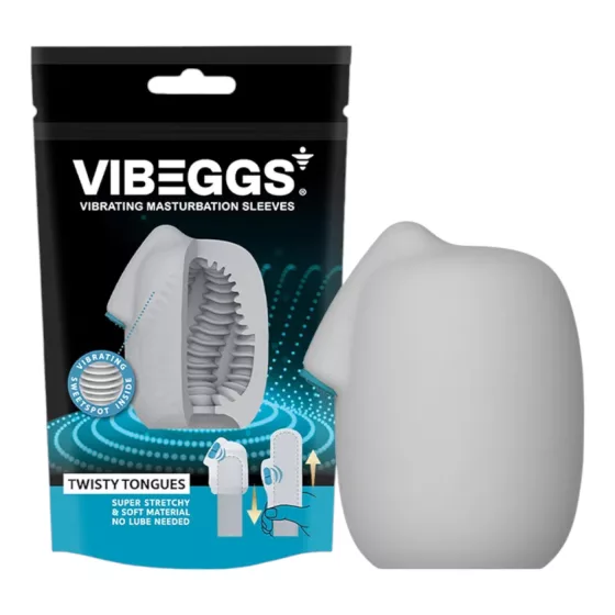 VIBEGGS Twisty Tongues - Vibrating Egg Masturbator (White)